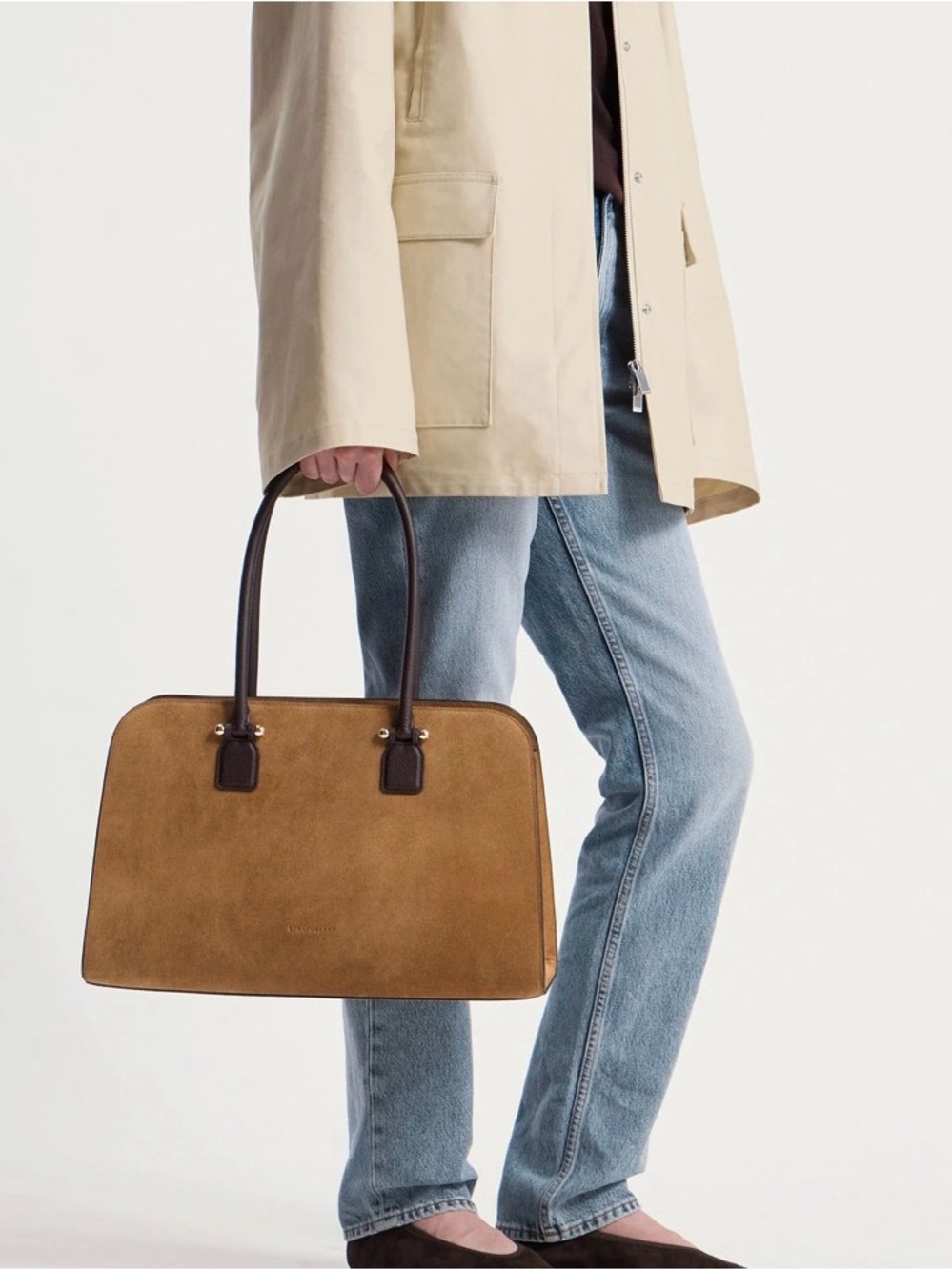 Strathberry Georgia Maxi Toffee Suede/Espresso